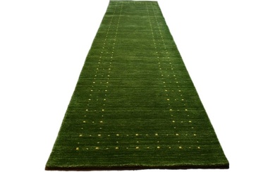 Long Green Gabbeh - unused - Runner - 344 cm - 80 cm