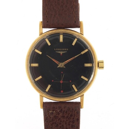 Longines, gentlemen's 9ct gold manual wind wristwatch, the m...