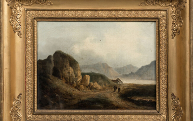 Lot 71 Nicolas Victor FONVILLE (1805-1856). Personnages sur le chemin, 1835. Huile sur toile. Signé, daté en bas à droite. 23...