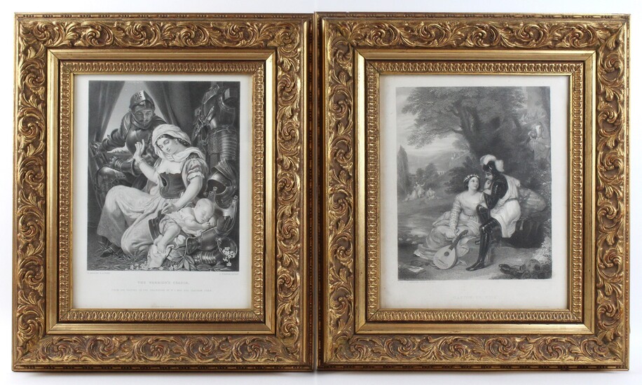 Lotto di due stampe da Daniel Maclise (1806-1870) e Sir Charles Lock Eastlake(1793-1865), cm. 30x25, XX secolo, entro cornice.
