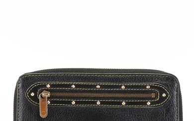 Louis Vuitton Suhali Studded Black Leather Zip Around Wallet