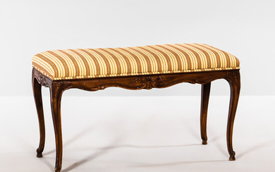 Louis XV Provincial-style Fruitwood and Upholstered Bench
