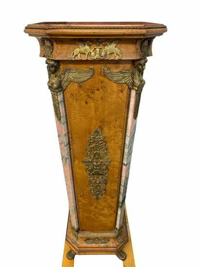 Louis XV Style Bronze Mounted and Marble Inset Pedestal