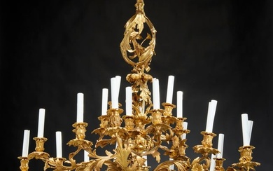 Louis XV style 25 light gilt bronze chandelier