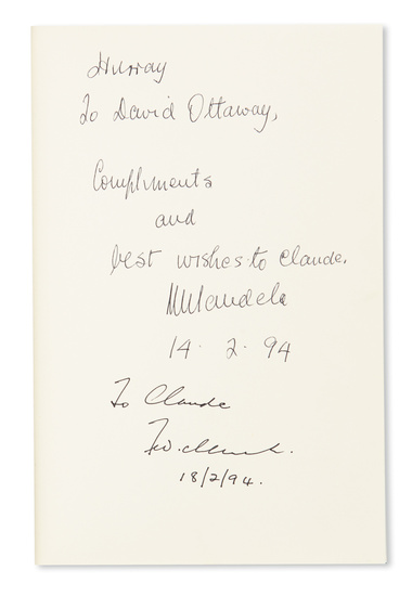 MANDELA, NELSON. David Ottaway. Chained Together. Signed and Inscribed by Mandela, on the...