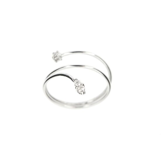 Made in Italy - 18 kt. White gold - Ring - 0.10 ct Diamond