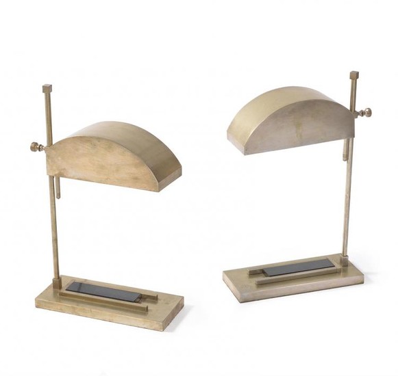 Marcel Breuer (after), a pair of chromed brass desk lamps