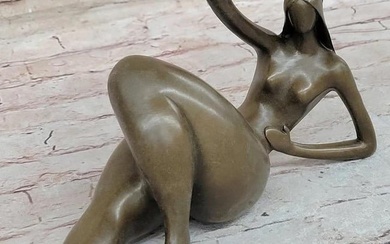 Mario Nick's Signed Original Bronze Sculpture of a Confident Curvy Female - 5" x 9"
