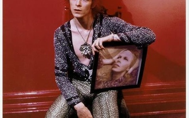 Mick Rock (British, 1944-2021) David Bowie With Hunky Dory Album Cover, Haddon Hall, 1972, print...