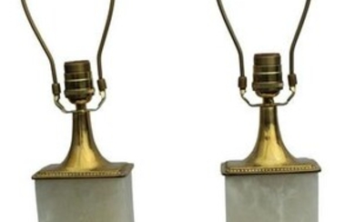 Mid Century Modern Alabaster Stone Solid Brass Lamps