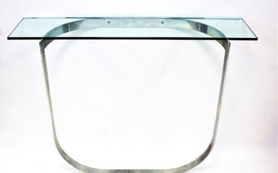 Mid-Century Polished Aluminum Curved Flat Bar Stand