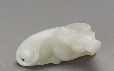 Miniature (1) - Jade - AN EXQUSITE WHITE JADE ´OX´ MINIATURE CARVING - China - 20th century
