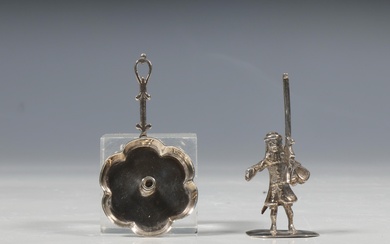Miniatuur, soldaat Haarlem 18e eeuw en blaker