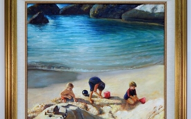 Modern Impressionist Beach Day Coastal Painting