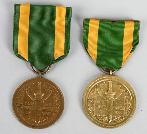 NUMBERED ARMY SPANISH WAR SERVICE MEDAL LOT OF 2