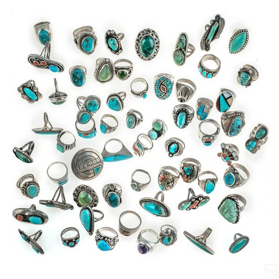 Native American Indian Silver Turquoise Rings (62)