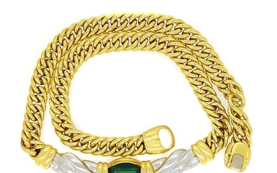 Necklace - 18 kt. White gold, Yellow gold - 4.75 tw. Emerald