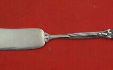 New Art by Durgin Sterling Silver Butter Spreader flat handle w/ irises 5 1/4"