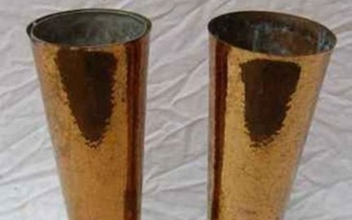 Nice older pair of hammered gold plate Flower Vases +