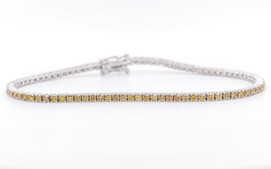 No Reserve Price - 2.35 tcw - Fancy Intense Yellow - 14 kt. White gold - Bracelet Diamond