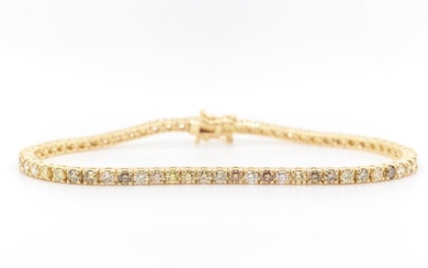 No Reserve Price - 3.31 tcw - Light to Fancy Mix Yellow - Brown - 14 kt. White gold - Bracelet Diamond
