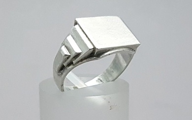 No Reserve Price - Art Deco Zegelring - Ring Silver