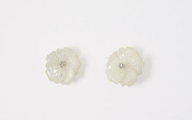 No Reserve Price - Earrings - 18 kt. White gold - 0.03 tw. Diamond