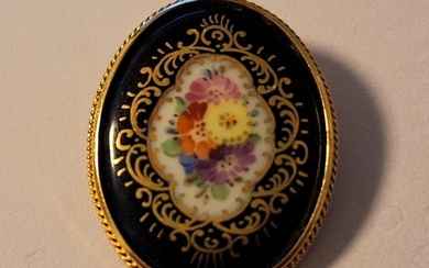 No Reserve Price - Jewellery medallion Gold-plated, Silver, Porcelain