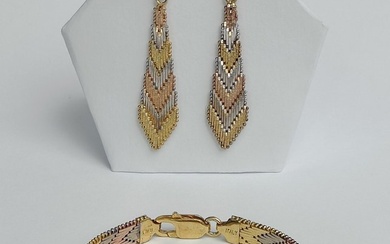 No Reserve Price - Parure 925 Silver - 24k Gold Plated - Earrings - Bracelets