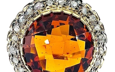 No Reserve Price - Ring - 9 kt. Silver, Yellow gold Quartz - Diamond