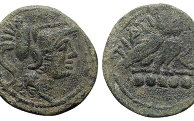 Northern Apulia, Teate, c. 225-200 BC. Æ Quincunx (25mm, 12.15g,...