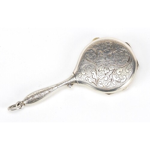 Novelty sterling silver compact in the form of a hand mirror...