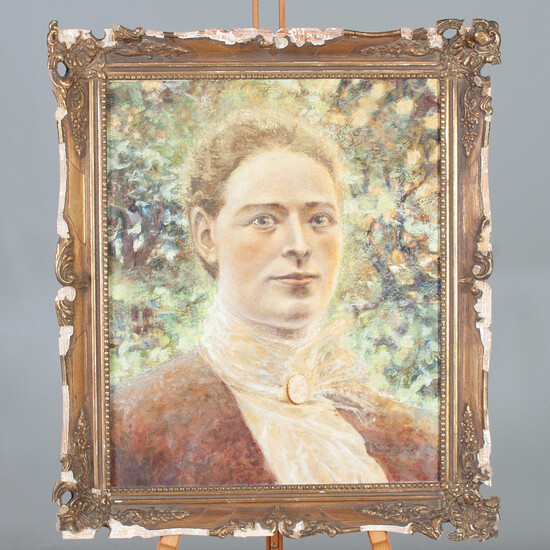 OIDENTIFIERAD KONSTNÄR. Oil on canvas, portrait of a woman, first half of the 20th century.