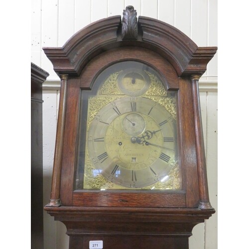 Oak Longcase Clock with Brass Dial, George Morison, Aberdeen
