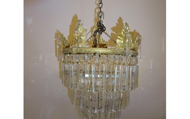 Old cut glass and gilt metal light fitting.