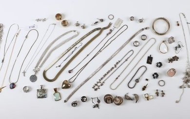Oversized eclectic sterling silver jewelry grouping
