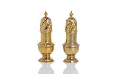 PAIR OF 18th C SILVER GILT CASTERS, 404g