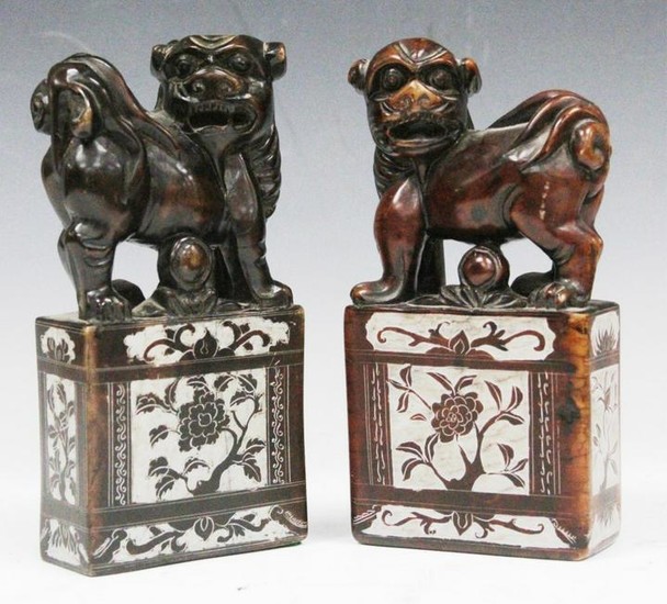 PAIR OF CHINESE CARVED SOAPSTONE CHOPS