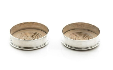 PAIR OF ENGLISH SILVER WINE COASTERS