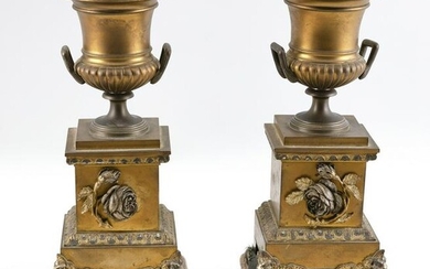PAIR OF FRENCH EMPIRE BRONZE GARNITURES Mid-19th