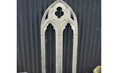PAIR OF MOULDED STONE WINDOWS