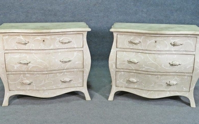 PAIR SWEDISH STYLE DECORATED BOMBAY COMMODES