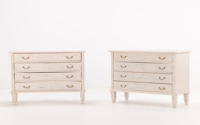 PAIR SWEDISH STYLE PAINTED FOUR DRAWER DRESSERS.