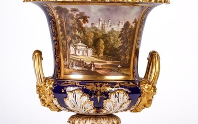 PORCELAIN URN with "BELVOIR CASTLE FROM THE DAIRY"