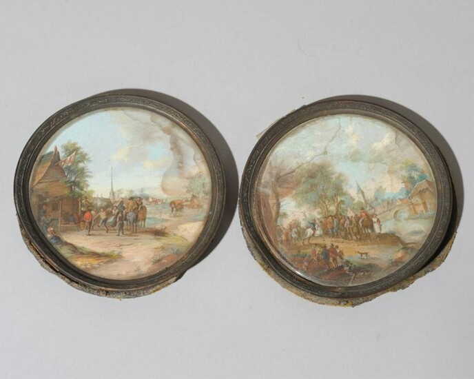Pair 19th C. Grand Tour Miniature Paintings