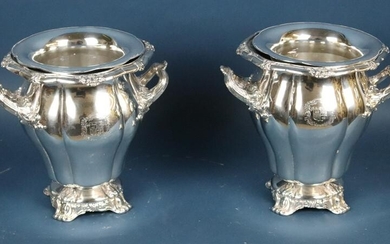 Pair 19th Century Sheffield Plate Wine Coolers