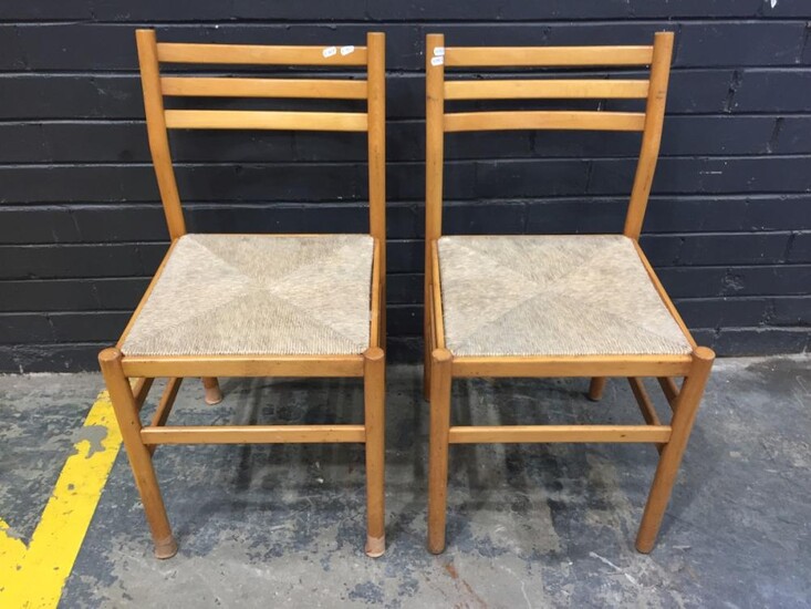 Pair Of Timber Dining Chairs (H81cm)