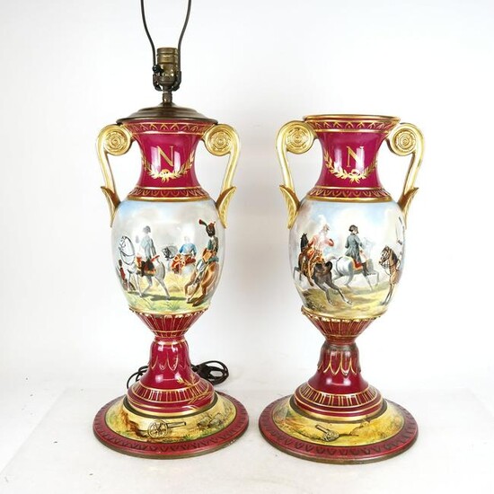 Pair Royal Vienna-Style Vases, Mounted