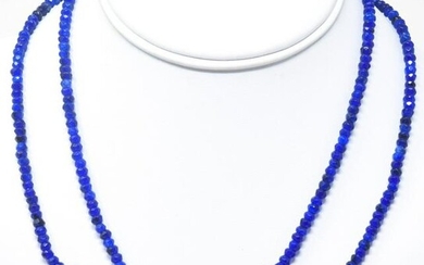 Pair Sterling Silver Blue Sapphire Bead Necklaces