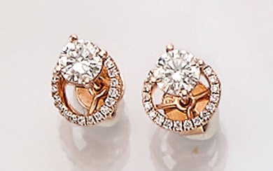 Pair of 18 kt gold earrings with brilliants...